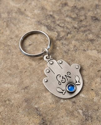 "Good Journey" Hamsa Keychain - Blue