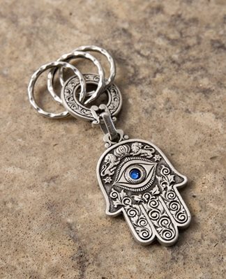 Decorated Hamsa Keychain