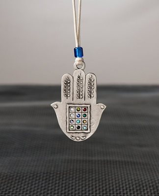 Hamsa Pendant for Car with Breastplate Stones