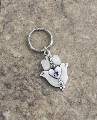 "May the Lord bless you and keep you safe" Dove Keychain - Blue