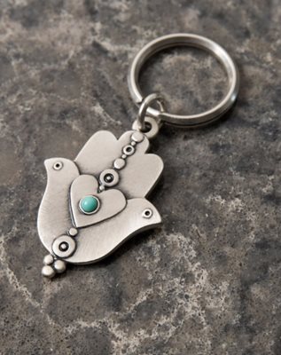 "May the Lord bless you and keep you safe" Dove Keychain - Turquoise