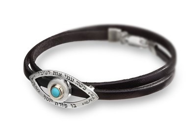 The Kind Eye Black Evil Eye Leather Bracelet inlaid with Turquoise